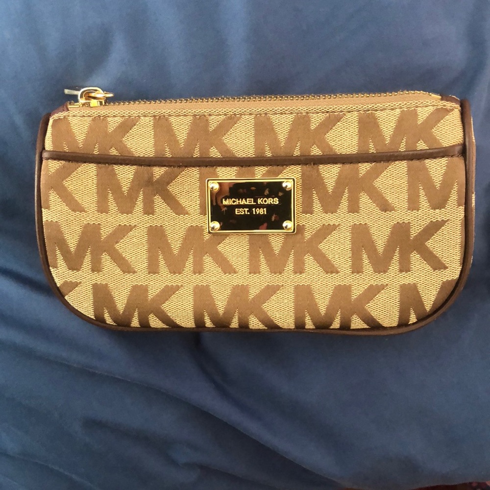 Michael Kors signature jacquard canvas Clutch or makeup pouch